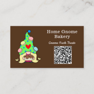 QR Code Gnome Hometown Bakery Chocolate Brown Business Card