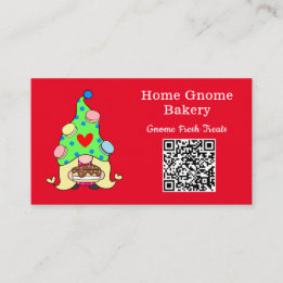 QR Code Gnome Hometown Bakery Red Business Card
