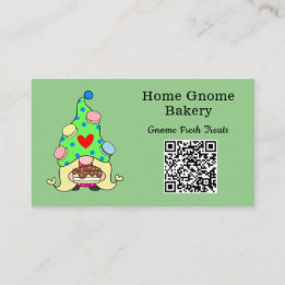 QR Code Gnome Hometown Bakery Saga Green Business Card