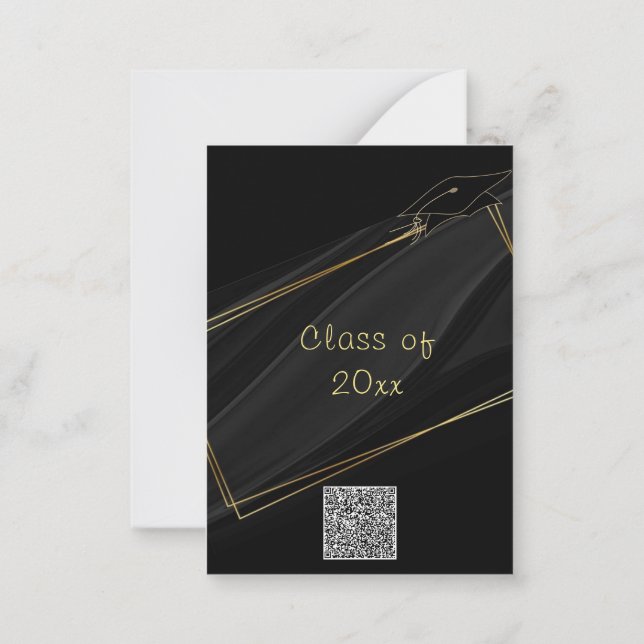 QR Code Gold Black Graduation Invitation  (Back)