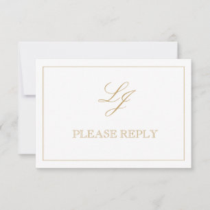 QR Code Gold Calligraphy Monogram Wedding RSVP Card