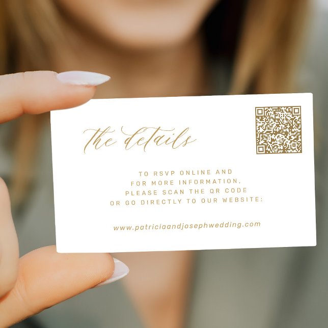 QR CODE gold elegant wedding website details Enclosure Card (Creator Uploaded)