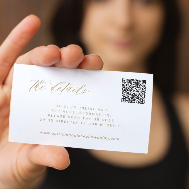 QR CODE gold elegant wedding website details Enclosure Card (Creator Uploaded)