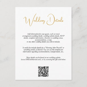 QR Code Gold Handwritten Script Wedding Details   Enclosure Card