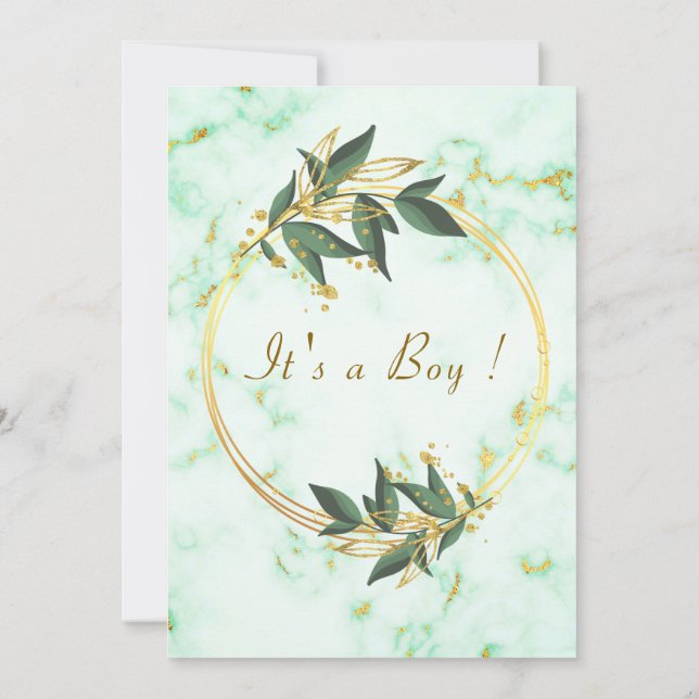 QR Code Gold Marble Baby Boy Shower Invitation (Back)