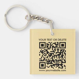 QR Code Gold Modern Elegant Square Single Sided Keychain