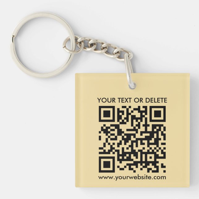 QR Code Gold Modern Elegant Square Single Sided Keychain (Front)