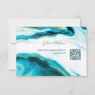 QR Code   Gold Sea Turtles Turquoise Beach Wedding RSVP Card
