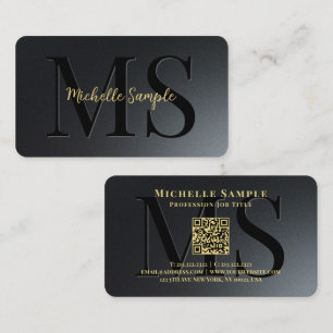 QR Code Gold Text Name Rounded Corner Luxury Business Card