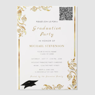 QR Code Gold Vellum Modèle d'invitation