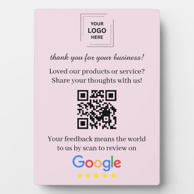 QR Code Google Review Easel Tabletop Style Plaque (Front)