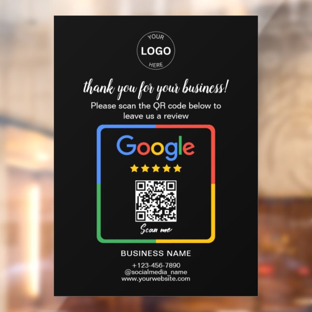 Qr Code Google Reviews Business Logo Window Cling (Sheet 2)