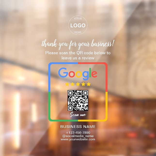 Qr Code Google Reviews Business Logo Window Cling (Sheet 2)