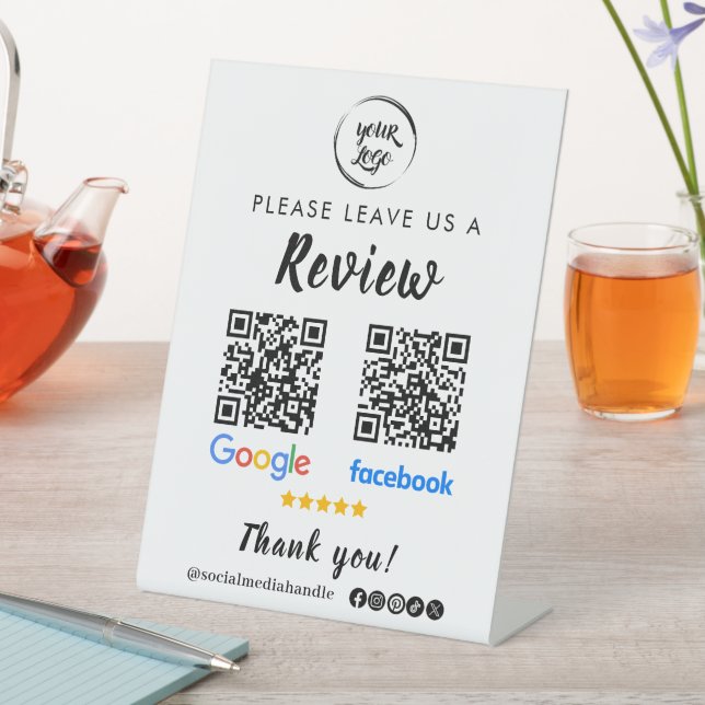 Qr Code Google Reviews Facebook Business Review Pedestal Sign (In SItu)