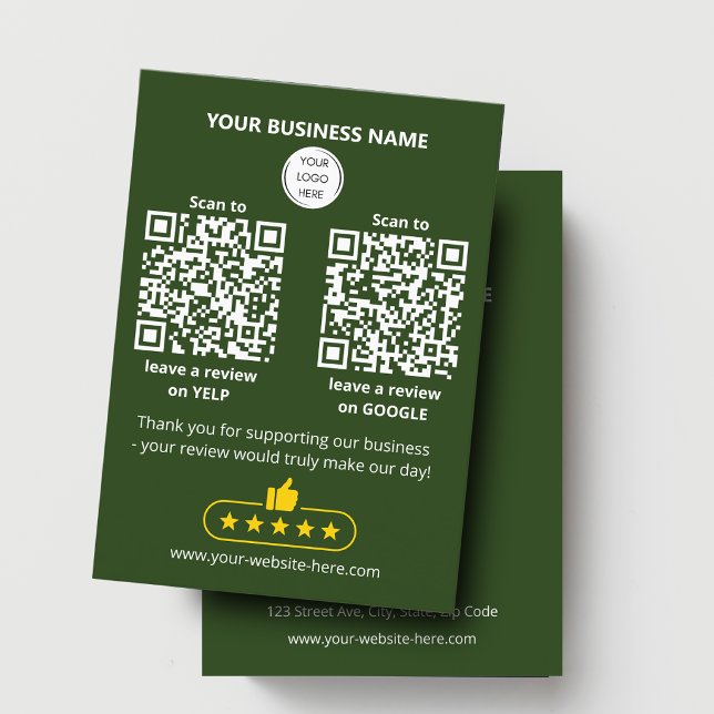 QR code Green Business Review GOOGLE and YELP Card (Creator Uploaded)