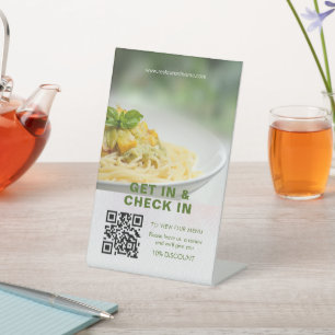 QR Code Green Digital Menu Add URL Pedestal Sign