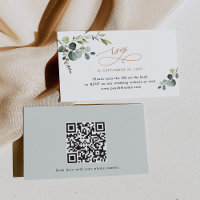 QR Code Greenery Gold Wedding Cartes RSVP