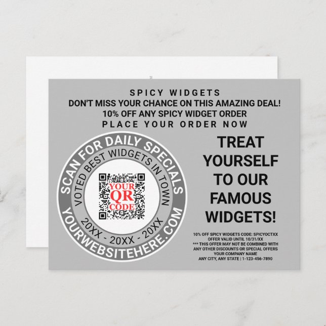 QR Code Grey Business Marketing Cool Advertising Postcard (Front/Back)