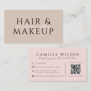 QR Code Hair And Makeup Blush Pink Business Card