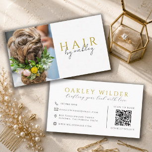 QR Code Hair Stylist Photo Business Card