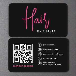 QR Code Hairdresser Modern Typography Business Card