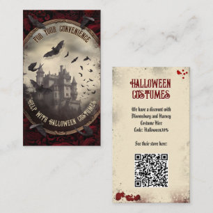 QR Code Halloween Costume Website Dracula Castle Enclosure Card