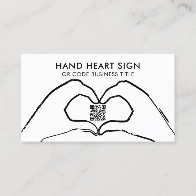 QR Code Hand Heart Love Modern Business Card (Front)
