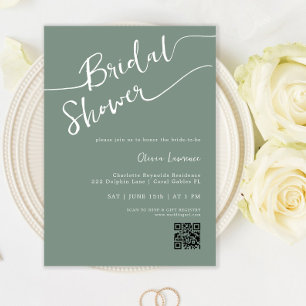 QR Code Handwritten Minimalist Bridal Shower Invitation