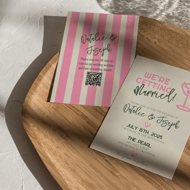 QR Code Handwritten Whimsical Summer Wedding  Invitation (Creator Uploaded)