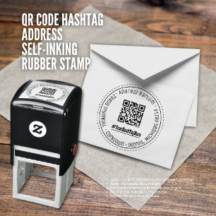 QR Code Hashtag Address Self-Inking Rubber Stamp