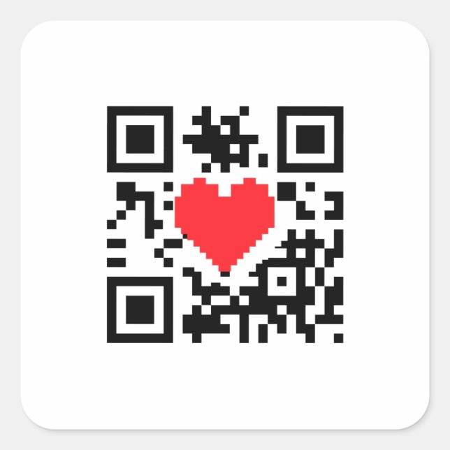 QR Code Heart Love Message  Sticker (Front)