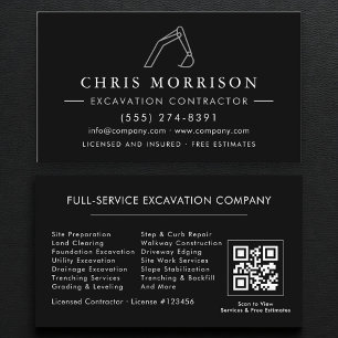 QR Code Heavy Equipment Excavation Operator  Business Card