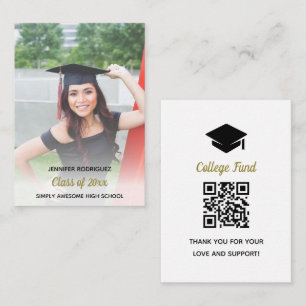 QR Code High School Graduate Photo College Fund Enclosure Card
