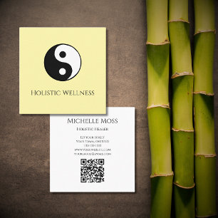 QR code Holistic Healer Simple Yin Yang Symbol  Square Business Card