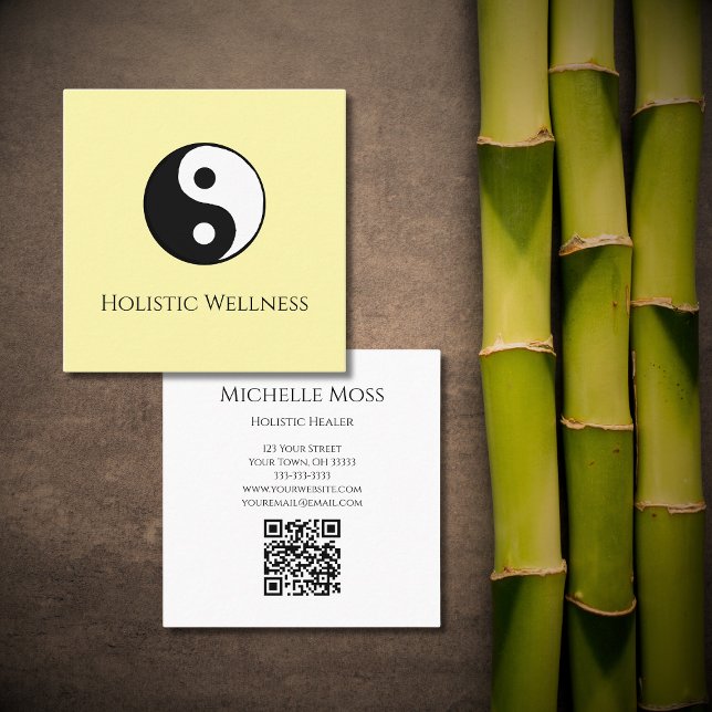QR code Holistic Healer Simple Yin Yang Symbol  Square Business Card (Creator Uploaded)