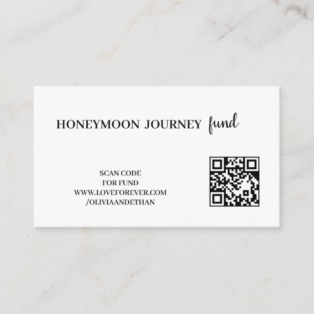 QR Code Honeymoon Fund Wedding Enclosure Card (Front)
