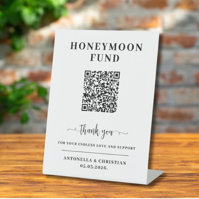 QR Code Honeymoon Fund wedding Pedestal Sign (Creator Uploaded)