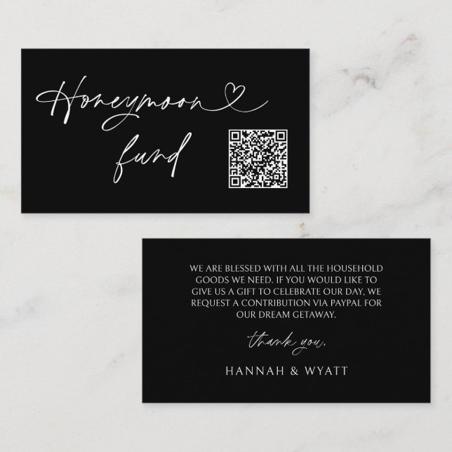 QR Code Honeymoon Request Wedding Enclosure Card (Front/Back)