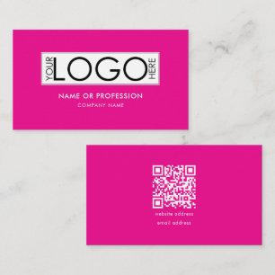 QR Code Hot Pink Beaty Salon Modern Business Logo Card
