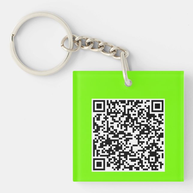  QR code in fluorescent  green   Keychain (Front)