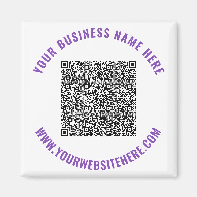 QR Code Info Custom Text Magnet Gift - Your Colour (Front)