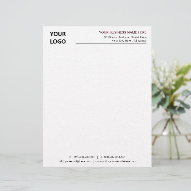 QR Code Info Logo Name Colours Business Letterhead (Standing Front)