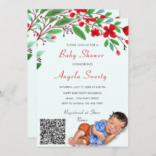 QR Code Info Sleeping Sweet Baby Shower Invitation