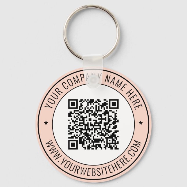 QR Code Info Text Keychain Promotional Business  (Front)