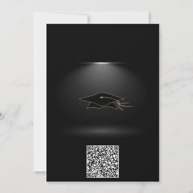 QR Code Info Under Spotlight Grad Party Invitation (Back)