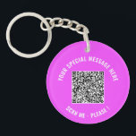 QR Code Info Your Special Message Keychain Gift<br><div class="desc">Choose Colours and Font - Your Special QR Code Info and Custom Text Personalized Modern Gift - Add Your QR Code - Image or Logo - photo / Text - Name or other info / message - Resize and Move or Remove / Add Elements - Image / Text with Customization...</div>