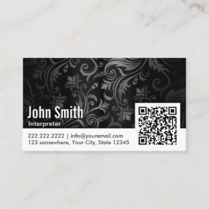 QR Code Interpreter Floral Ornament Business Card