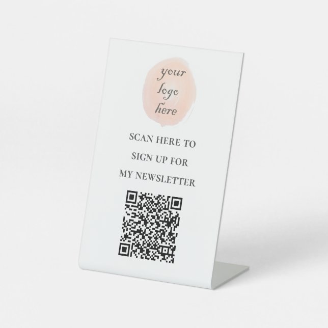 QR code join my newsletter add your logo  Pedestal Pedestal Sign (Front)