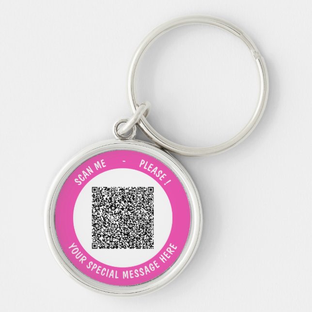 QR Code Keychain Gift Custom Text and Your Colours (Front)