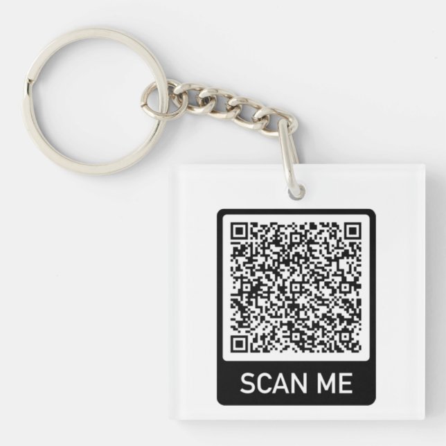 QR Code Keychain Gift Scan Me Personalized (Front)